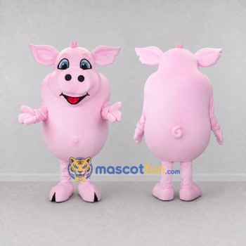 Custom Pink Round Pig Character Mascot Costume Adult Full Body Suit for School Events