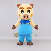 Custom Cream and Light Blue Pig in Overalls Mascot Costume Adult Full Body Suit for School Events Custom Cream and Light Blue Pig in Overalls Mascot Costume Adult Full Body Suit for School Events