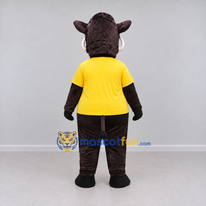 Custom Dark Brown and Yellow Pig in a Shirt Mascot Costume Adult Full Body Suit for Farm Events