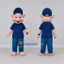 Custom Pink and Blue Pig in Casual Clothes Mascot Costume Adult Full Body Suit for School Events