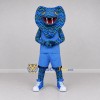 Custom Blue and Black Cobra in Sportswear Mascot Costume Adult Full Body Suit for Sports Events Custom Blue and Black Cobra in Sportswear Mascot Costume Adult Full Body Suit for Sports Events
