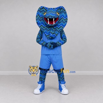Custom Blue and Black Cobra in Sportswear Mascot Costume Adult Full Body Suit for Sports Events