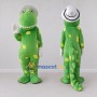 Custom Green and Yellow Dinosaur Character with a Hat Mascot Costume Adult Full Body Suit for School Events