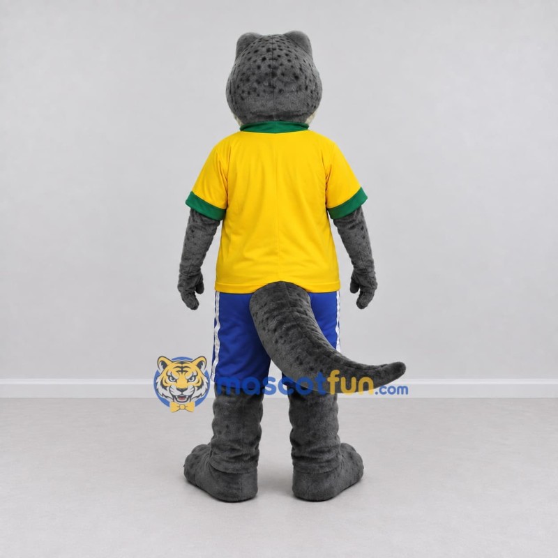 Custom Gray and Yellow Crocodile in Sportswear Mascot Costume Adult Full Body Suit for Sports Events Custom Gray and Yellow Crocodile in Sportswear Mascot Costume Adult Full Body Suit for Sports Events