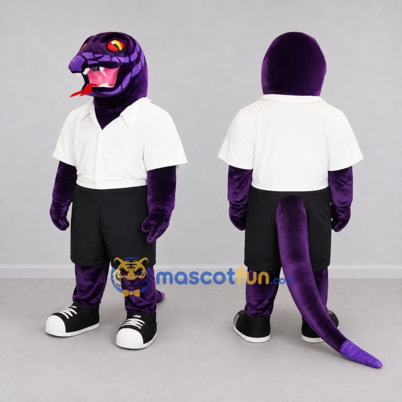 Custom Purple and White Snake in Sportswear Mascot Costume Adult Full Body Suit for Sports Events