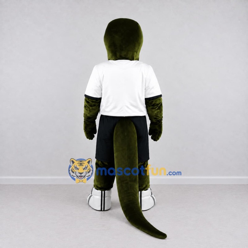 Custom Dark Green and White Snake in Sportswear Mascot Costume Adult Full Body Suit for Sports Events Custom Dark Green and White Snake in Sportswear Mascot Costume Adult Full Body Suit for Sports Events