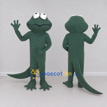 Custom Dark Green Frog-Like Fantasy Creature Mascot Costume Adult Full Body Suit for Theme Parties