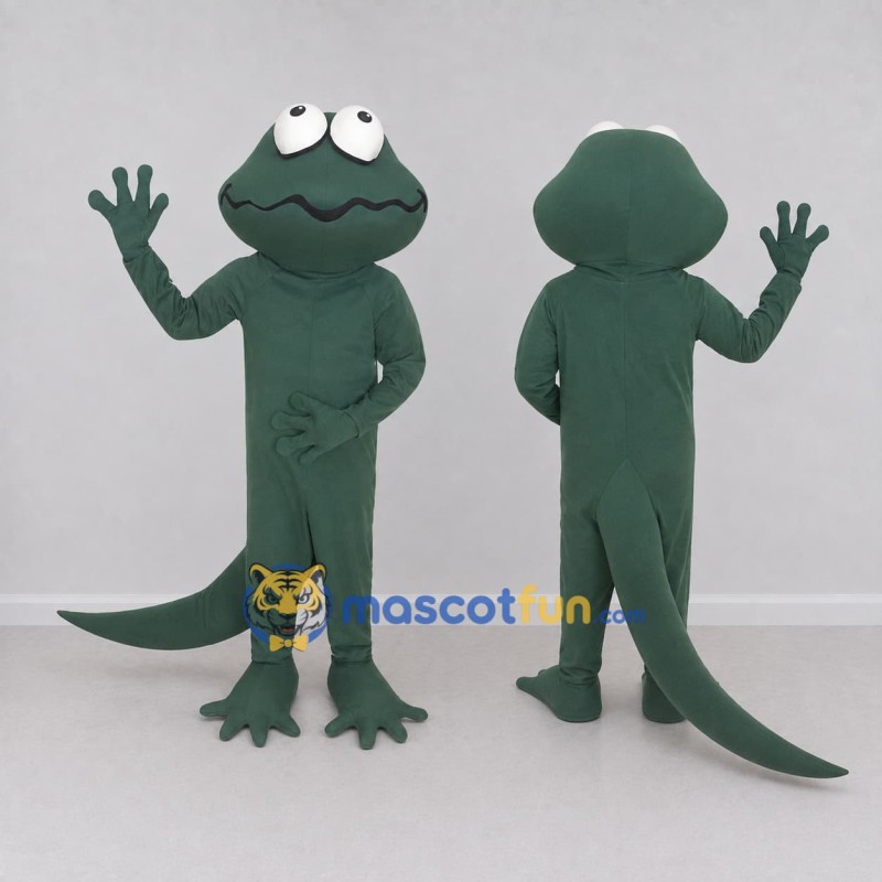 Custom Dark Green Frog-Like Fantasy Creature Mascot Costume Adult Full Body Suit for Theme Parties