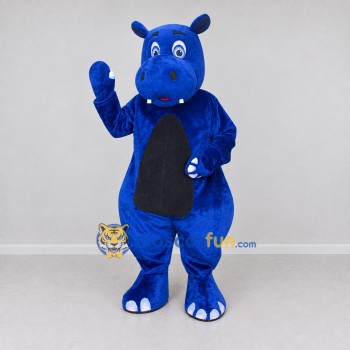 Custom Blue and Black Hippo Character Mascot Costume Adult Full Body Suit for School Events Custom Blue and Black Hippo Character Mascot Costume Adult Full Body Suit for School Events