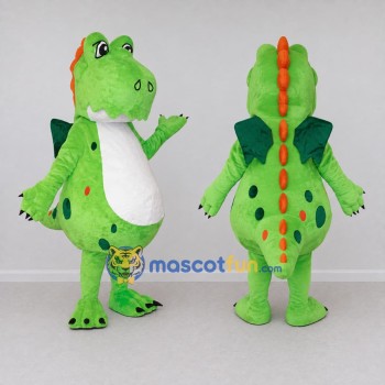 Custom Green and Orange Winged Dragon Character Mascot Costume Adult Full Body Suit for Theme Parties