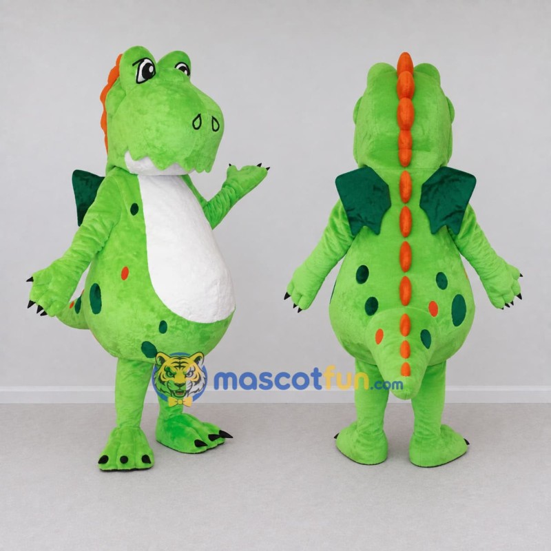 Custom Green and Orange Winged Dragon Character Mascot Costume Adult Full Body Suit for Theme Parties Custom Green and Orange Winged Dragon Character Mascot Costume Adult Full Body Suit for Theme Parties