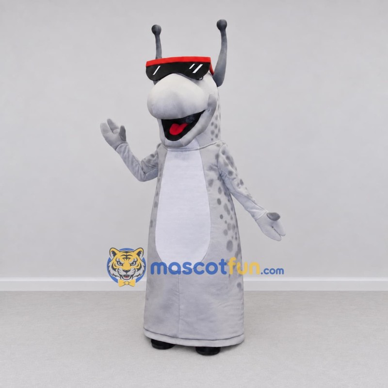 Custom Gray and White Slug Character with Sunglasses Mascot Costume Adult Full Body Suit for Garden Events Custom Gray and White Slug Character with Sunglasses Mascot Costume Adult Full Body Suit for Garden Events