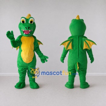 Custom Green and Yellow Winged Dragon Mascot Costume Adult Full Body Suit for Theme Parties