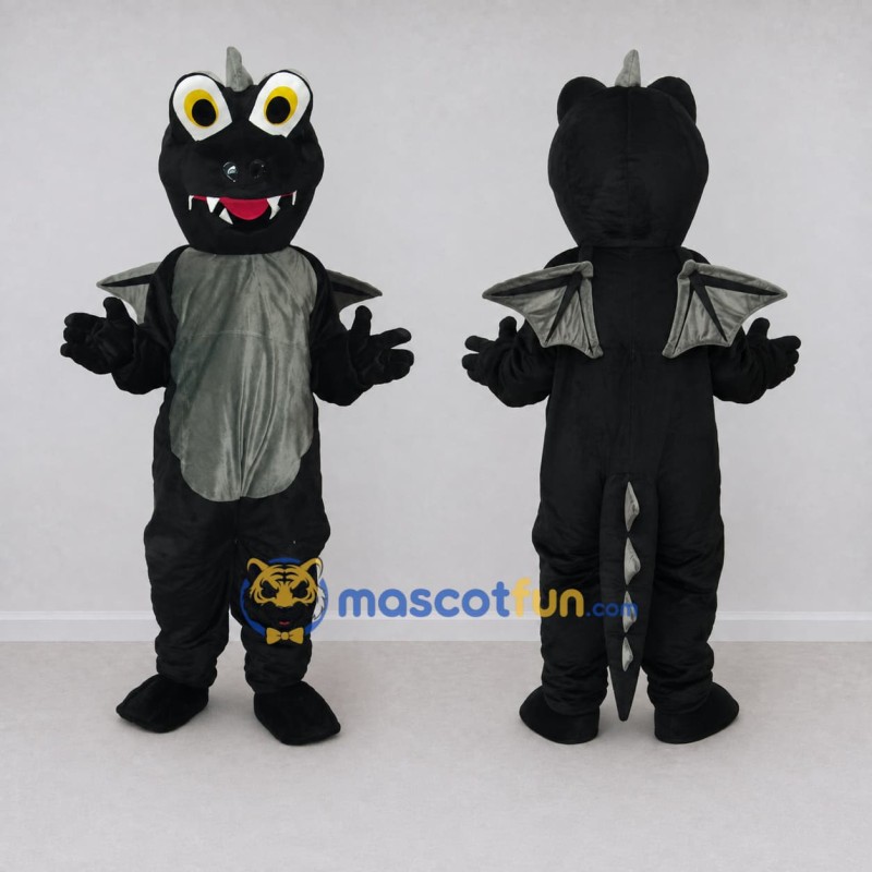 Custom Black and Gray Winged Dragon Mascot Costume Adult Full Body Suit for Theme Parties Custom Black and Gray Winged Dragon Mascot Costume Adult Full Body Suit for Theme Parties