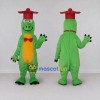 Custom Green and Red Dragon Character with a Hat Mascot Costume Adult Full Body Suit for Theme Parties Custom Green and Red Dragon Character with a Hat Mascot Costume Adult Full Body Suit for Theme Parties