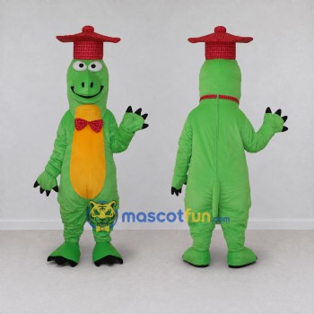 Custom Green and Red Dragon Character with a Hat Mascot Costume Adult Full Body Suit for Theme Parties