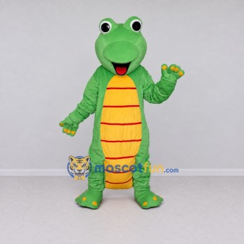 Custom Green and Yellow Frog-Like Fantasy Creature Mascot Costume Adult Full Body Suit for Theme Parties