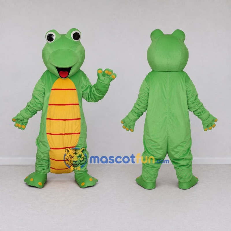 Custom Green and Yellow Frog-Like Fantasy Creature Mascot Costume Adult Full Body Suit for Theme Parties Custom Green and Yellow Frog-Like Fantasy Creature Mascot Costume Adult Full Body Suit for Theme Parties