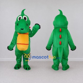 Custom Green and Yellow Dinosaur Character Mascot Costume Adult Full Body Suit for Dinosaur Events