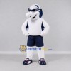 Custom White and Navy Blue Shark in Sportswear Mascot Costume Adult Full Body Suit for Sports Events Custom White and Navy Blue Shark in Sportswear Mascot Costume Adult Full Body Suit for Sports Events