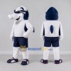 Custom White and Navy Blue Shark in Sportswear Mascot Costume Adult Full Body Suit for Sports Events