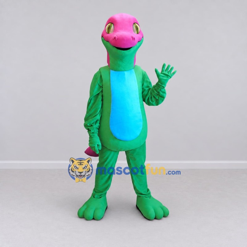 Custom Green and Pink Lizard Character Mascot Costume Adult Full Body Suit for School Events Custom Green and Pink Lizard Character Mascot Costume Adult Full Body Suit for School Events