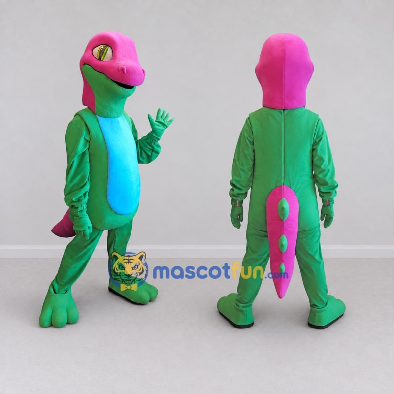 Custom Green and Pink Lizard Character Mascot Costume Adult Full Body Suit for School Events Custom Green and Pink Lizard Character Mascot Costume Adult Full Body Suit for School Events