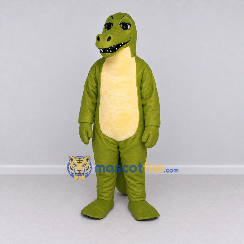 Custom Olive Green and Cream Crocodile Mascot Costume Adult Full Body Suit for Wildlife Events Custom Olive Green and Cream Crocodile Mascot Costume Adult Full Body Suit for Wildlife Events