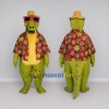 Custom Green and Red Crocodile in a Tropical Shirt Mascot Costume Adult Full Body Suit for Summer Events Custom Green and Red Crocodile in a Tropical Shirt Mascot Costume Adult Full Body Suit for Summer Events