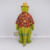 Custom Green and Red Crocodile in a Tropical Shirt Mascot Costume Adult Full Body Suit for Summer Events Custom Green and Red Crocodile in a Tropical Shirt Mascot Costume Adult Full Body Suit for Summer Events