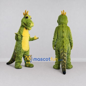 Custom Green and Yellow Dragon Character Mascot Costume Adult Full Body Suit for Theme Parties