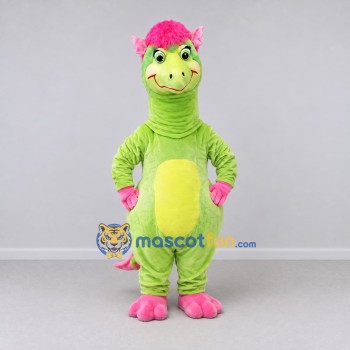 Custom Light Green and Pink Dragon Character Mascot Costume Adult Full Body Suit for Theme Parties Custom Light Green and Pink Dragon Character Mascot Costume Adult Full Body Suit for Theme Parties