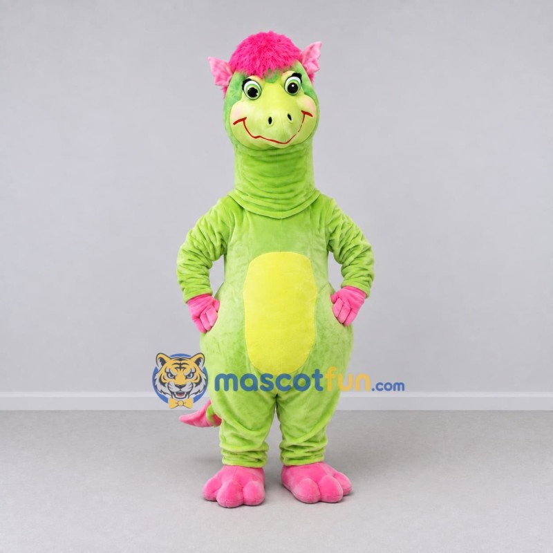 Custom Light Green and Pink Dragon Character Mascot Costume Adult Full Body Suit for Theme Parties Custom Light Green and Pink Dragon Character Mascot Costume Adult Full Body Suit for Theme Parties