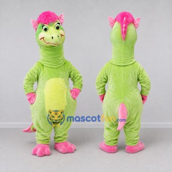 Custom Light Green and Pink Dragon Character Mascot Costume Adult Full Body Suit for Theme Parties