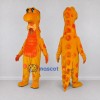Custom Yellow and Orange Long-Neck Dinosaur with a Bow Tie Mascot Costume Adult Full Body Suit for Dinosaur Events