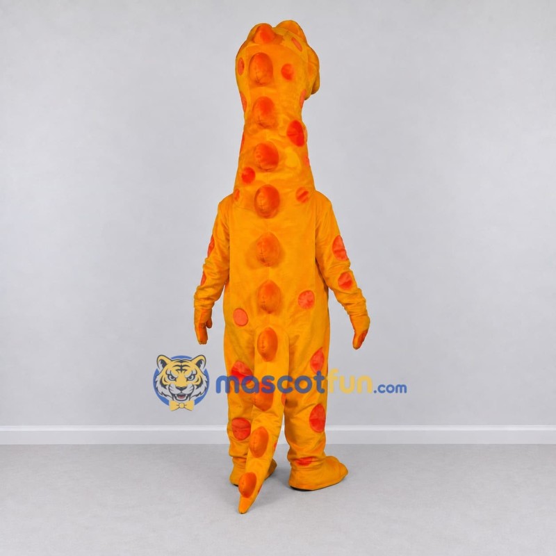 Custom Yellow and Orange Long-Neck Dinosaur with a Bow Tie Mascot Costume Adult Full Body Suit for Dinosaur Events Custom Yellow and Orange Long-Neck Dinosaur with a Bow Tie Mascot Costume Adult Full Body Suit for Dinosaur Events