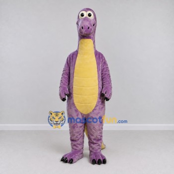 Custom Purple and Yellow Long-Neck Dinosaur Mascot Costume Adult Full Body Suit for Dinosaur Events Custom Purple and Yellow Long-Neck Dinosaur Mascot Costume Adult Full Body Suit for Dinosaur Events