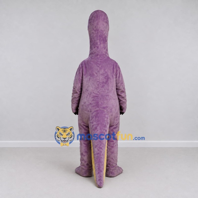 Custom Purple and Yellow Long-Neck Dinosaur Mascot Costume Adult Full Body Suit for Dinosaur Events