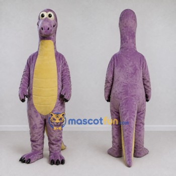 Custom Purple and Yellow Long-Neck Dinosaur Mascot Costume Adult Full Body Suit for Dinosaur Events