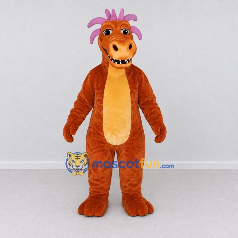 Custom Orange and Pink Dragon Character Mascot Costume Adult Full Body Suit for Theme Parties Custom Orange and Pink Dragon Character Mascot Costume Adult Full Body Suit for Theme Parties