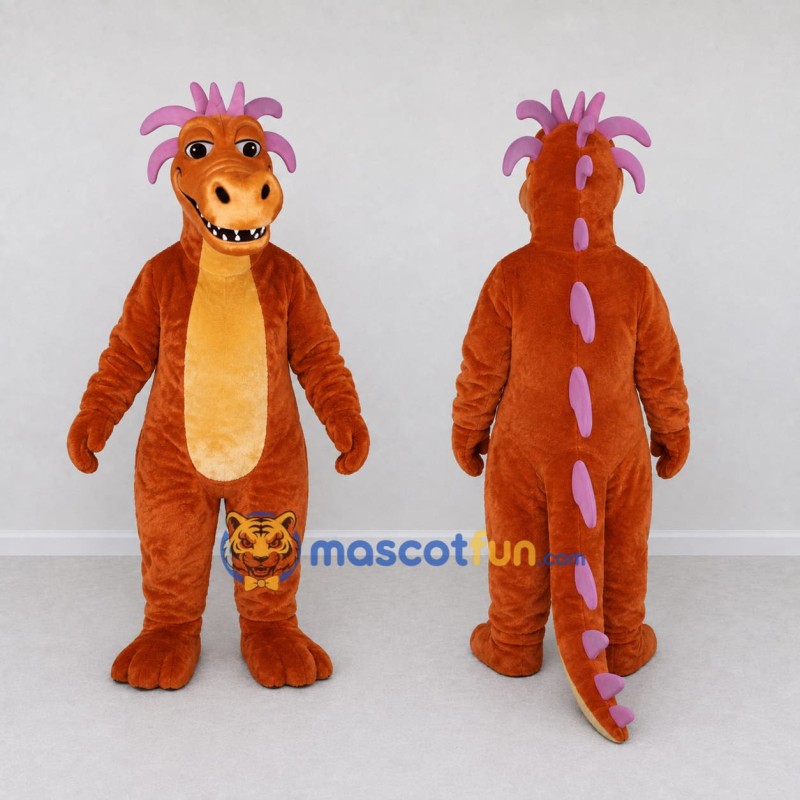Custom Orange and Pink Dragon Character Mascot Costume Adult Full Body Suit for Theme Parties Custom Orange and Pink Dragon Character Mascot Costume Adult Full Body Suit for Theme Parties