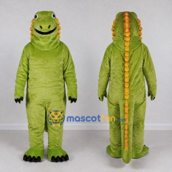 Custom Green and Yellow Dinosaur Character Mascot Costume Adult Full Body Suit for Dinosaur Events
