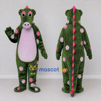 Custom Green and Pink Dragon Character Mascot Costume Adult Full Body Suit for Theme Parties