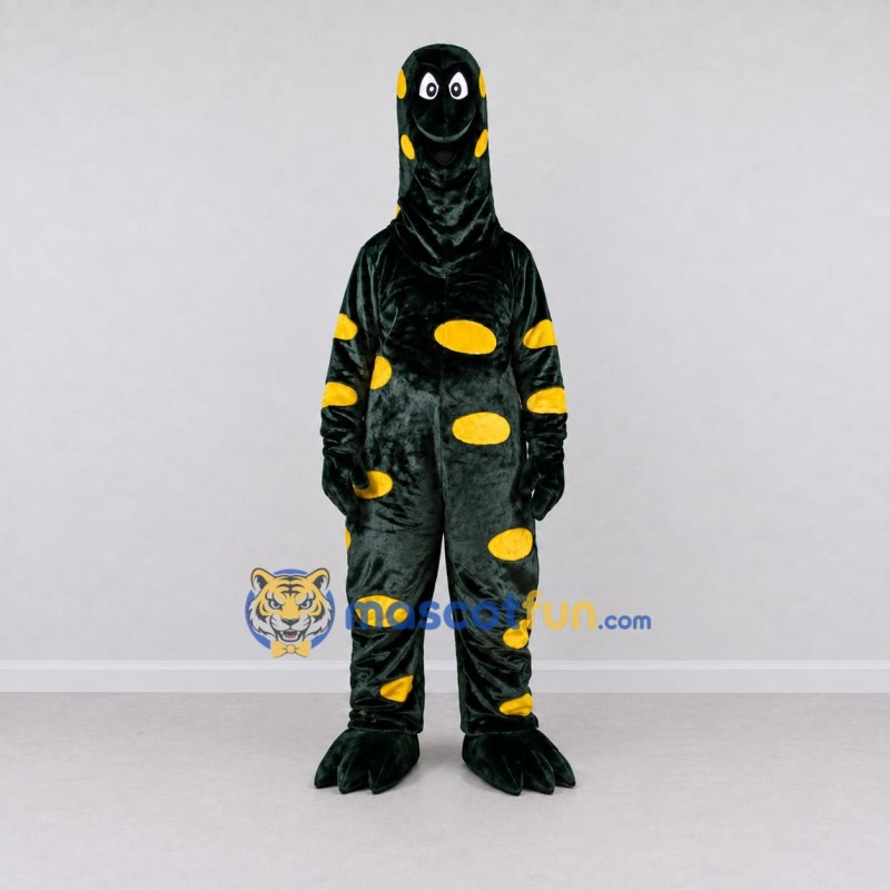 Custom Black and Yellow Spotted Lizard Character Mascot Costume Adult Full Body Suit for Wildlife Events Custom Black and Yellow Spotted Lizard Character Mascot Costume Adult Full Body Suit for Wildlife Events