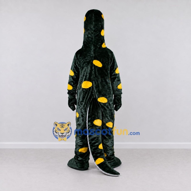 Custom Black and Yellow Spotted Lizard Character Mascot Costume Adult Full Body Suit for Wildlife Events Custom Black and Yellow Spotted Lizard Character Mascot Costume Adult Full Body Suit for Wildlife Events
