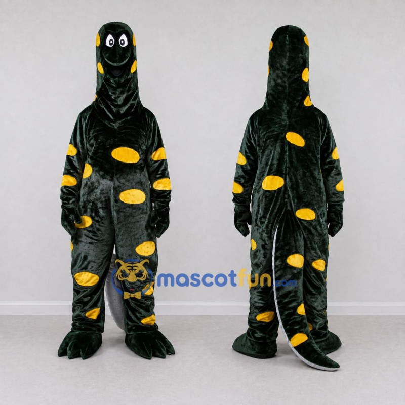 Custom Black and Yellow Spotted Lizard Character Mascot Costume Adult Full Body Suit for Wildlife Events Custom Black and Yellow Spotted Lizard Character Mascot Costume Adult Full Body Suit for Wildlife Events