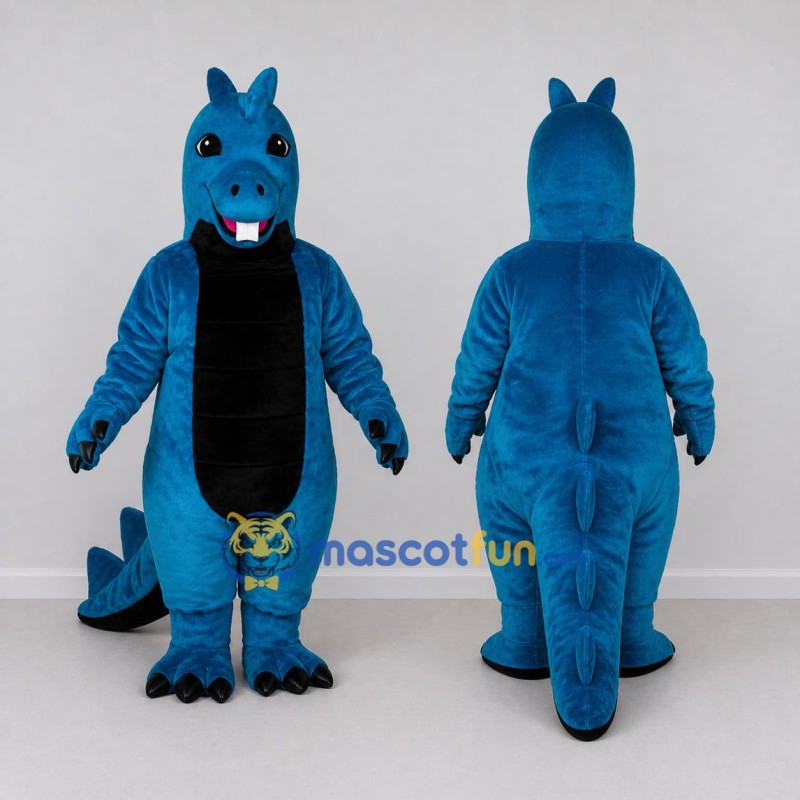 Custom Blue and Black Dragon Character Mascot Costume Adult Full Body Suit for Theme Parties Custom Blue and Black Dragon Character Mascot Costume Adult Full Body Suit for Theme Parties