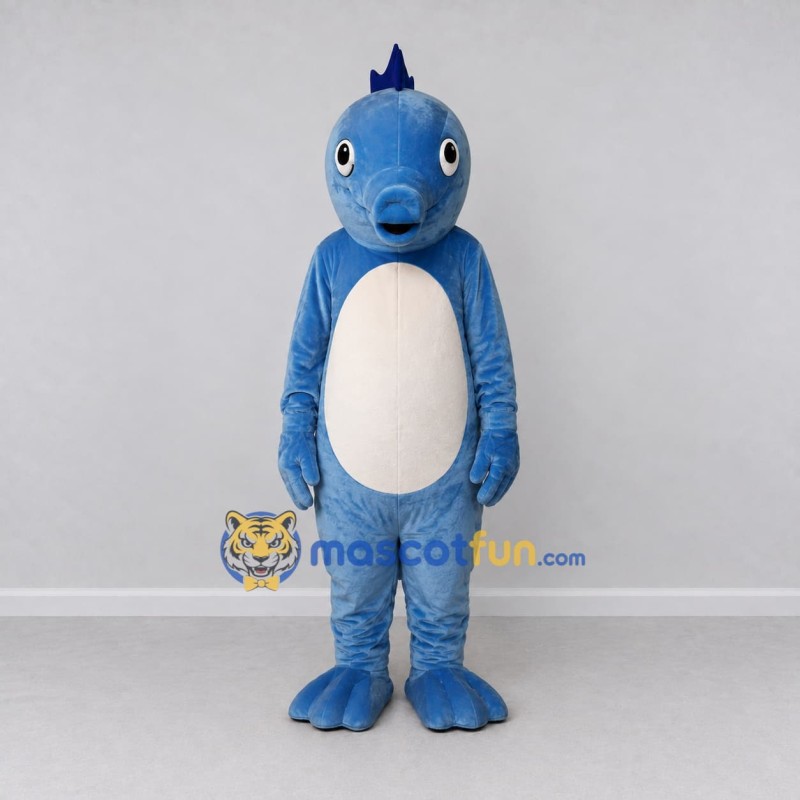 Custom Blue and White Seahorse Character Mascot Costume Adult Full Body Suit for Ocean Events Custom Blue and White Seahorse Character Mascot Costume Adult Full Body Suit for Ocean Events