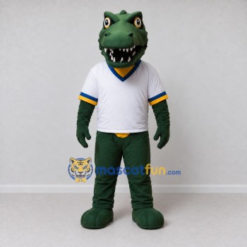 Custom Green and White Crocodile in Sportswear Mascot Costume Adult Full Body Suit for Sports Events