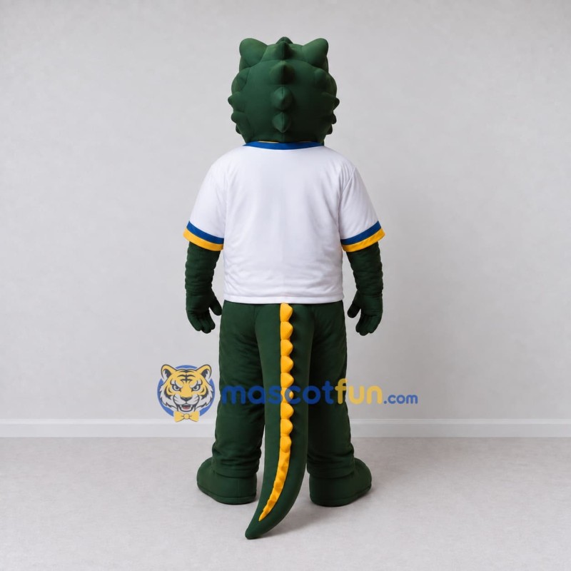Custom Green and White Crocodile in Sportswear Mascot Costume Adult Full Body Suit for Sports Events Custom Green and White Crocodile in Sportswear Mascot Costume Adult Full Body Suit for Sports Events